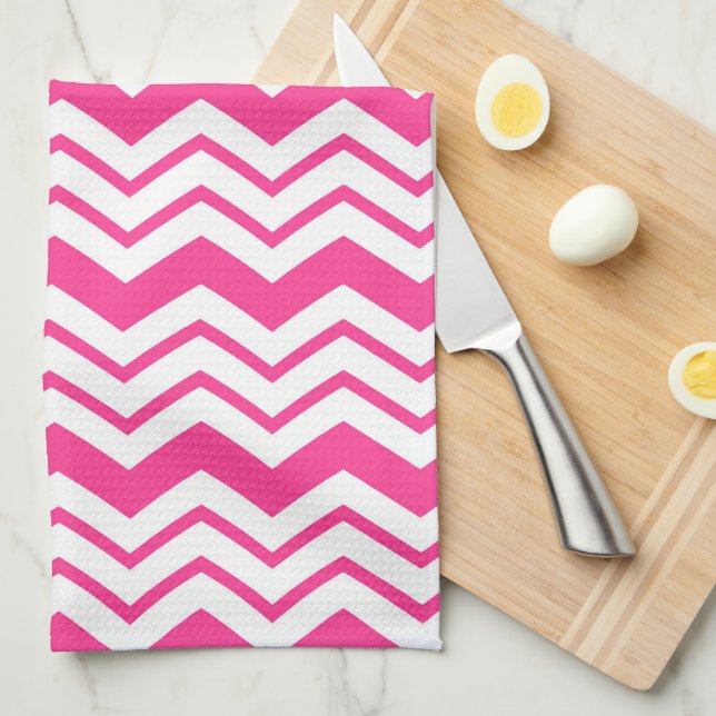 Rosa vit Chevron sicksack mönsterdesign  Kökshandduk (Vikt i Fjärdedel)
