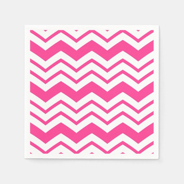 Rosa vit Chevron sicksack mönsterdesign  Pappersservett (Framsidan)