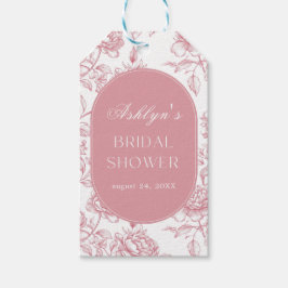 Rosa Vit Chinoiserie Bröllopsdusch Presentetikett