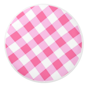Rosa & Vit Country Gingham Rutig Kontroll Knopp