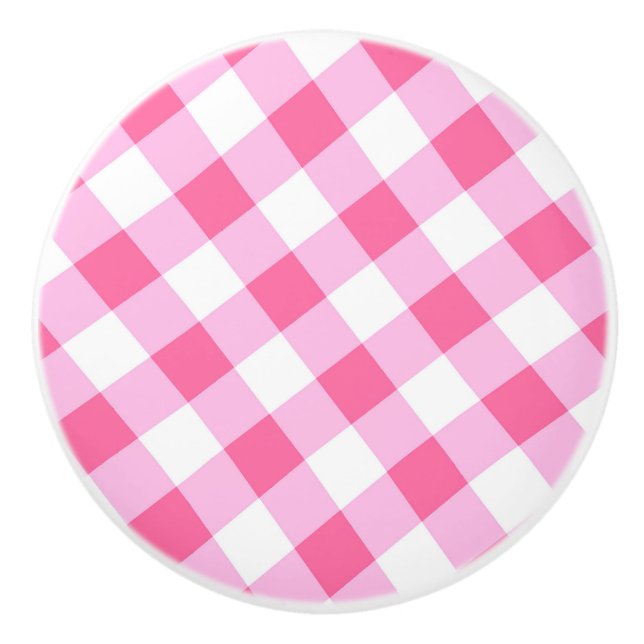 Rosa & Vit Country Gingham Rutig Kontroll Knopp (Framsidan)