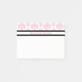 Rosa & Vit Damastmönster Modern Personlig Post-it Block
