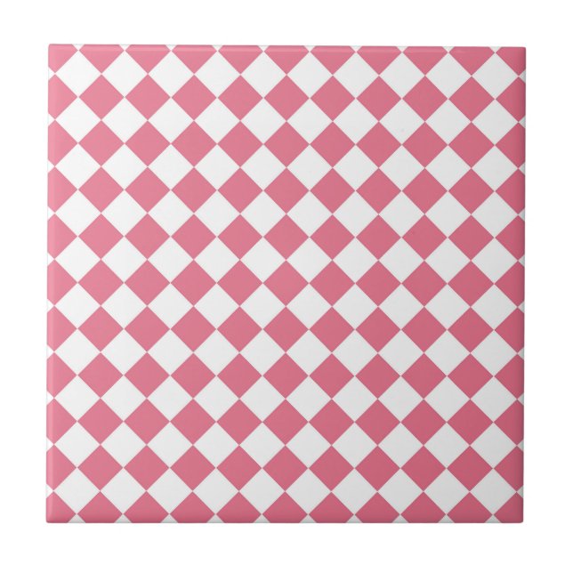 Rosa vit diamant-rutigt mönster kakelplatta (Framsidan)