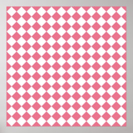 Rosa vit diamant-rutigt mönster poster