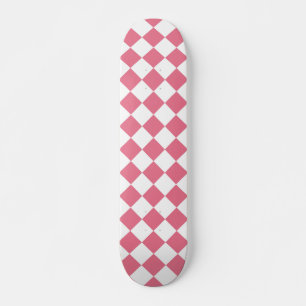 Rosa vit diamantrutigt mönster mini skateboard bräda 18,5 cm