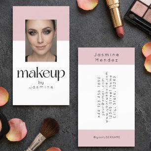 Rosa vit Elegant Foto Makeup Artist  Visitkort