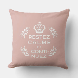 rosa, vit emblem Fransk Håll ordning och fortsätt Kudde