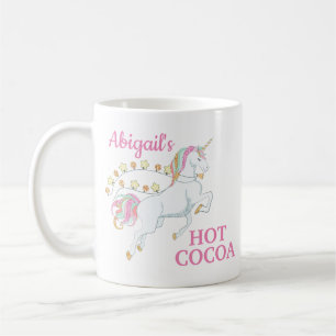 Rosa vit enhörning varm choklad kaffemugg