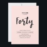 Rosa & vit enkel fyrtioårsjubileum Party Inbjudningar<br><div class="desc">Fira din speciella dag med den här enkla snyggtens 40-åriga festinbjudan. Den här designen har ett penselskript för chic med en ren layout i kombinationen rosa och vit färg. Fler design finns på min butik BaraBomDesign.</div>