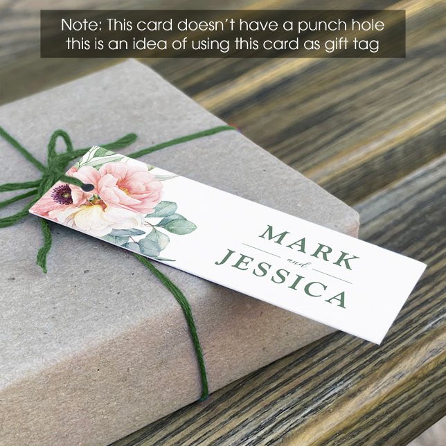 Rosa Vit Flower Bröllop-Märkre (1 x 3 tum) Mini Visitkort (Skapare uppladdad)