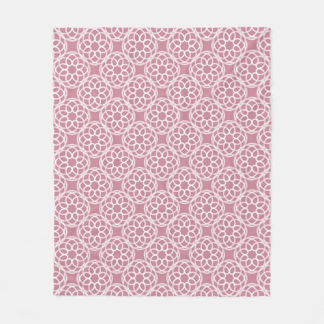 Rosa vit geometrisk sömlös mönster fleecefilt (Framsidan)