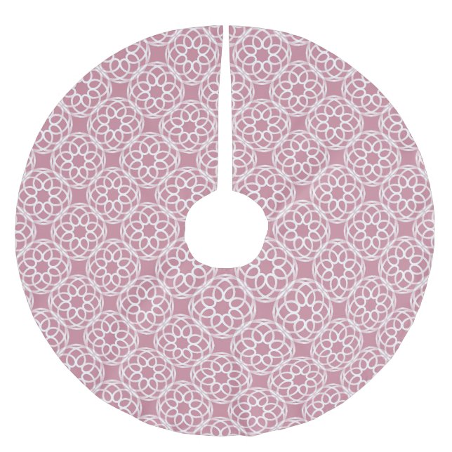 Rosa vit geometrisk sömlös mönster julgransmatta borstad polyester (Framsidan)