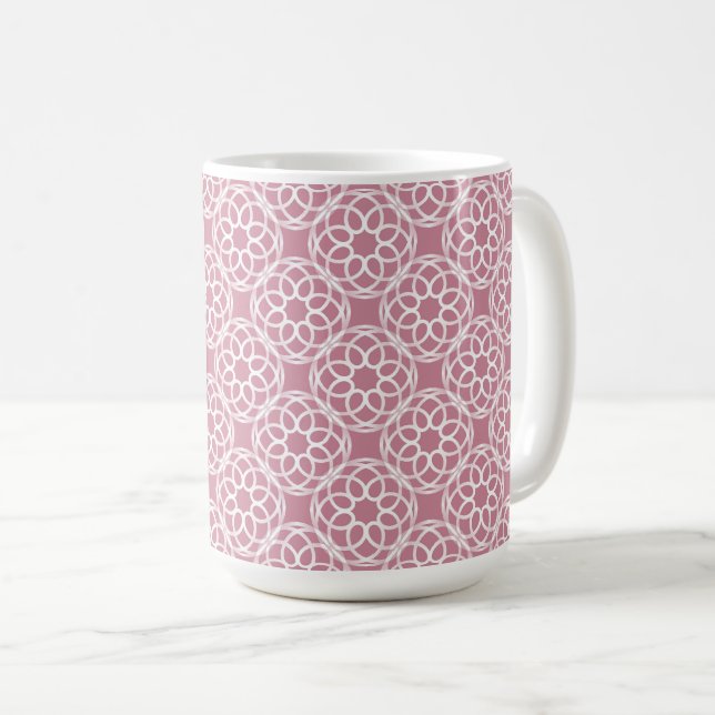 Rosa vit geometrisk sömlös mönster kaffemugg (Framsida höger)