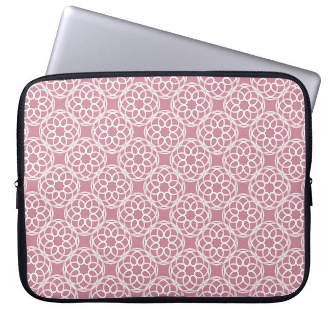 Rosa vit geometrisk sömlös mönster laptop fodral (Framsidan)