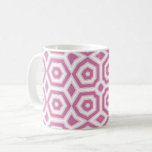 rosa vit geometriskt mönster art deco kaffemugg