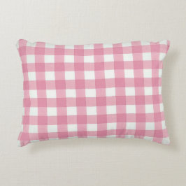 Rosa vit gingham Buffalo-rutig randig sovrums- Prydnadskudde