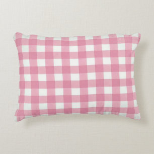 Rosa vit gingham Buffalo-rutig randig sovrums- Prydnadskudde