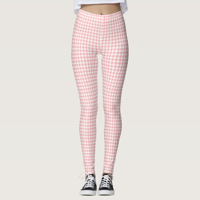 Rosa vit ginghamruta  leggings (Framsida)