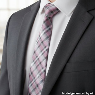 Rosa Vit Grå Rutig Mönster – Trendig Tartan Slips