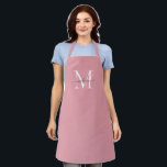 Rosa Vit Grått Monogram Femininskrift<br><div class="desc">Enkel  Rosa Vit Grått Monogram-Elegant Feminskrift Apron</div>