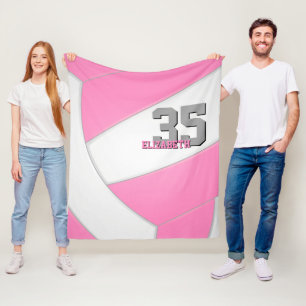 rosa, vit grått, personlig med tunn volleyboll fleecefilt