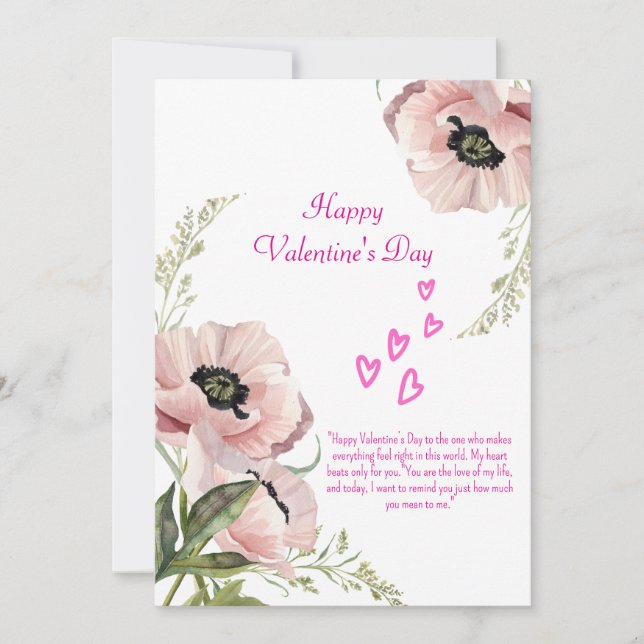 Rosa Vit Grön Elegant Valentinskort Julkort (Framsida)