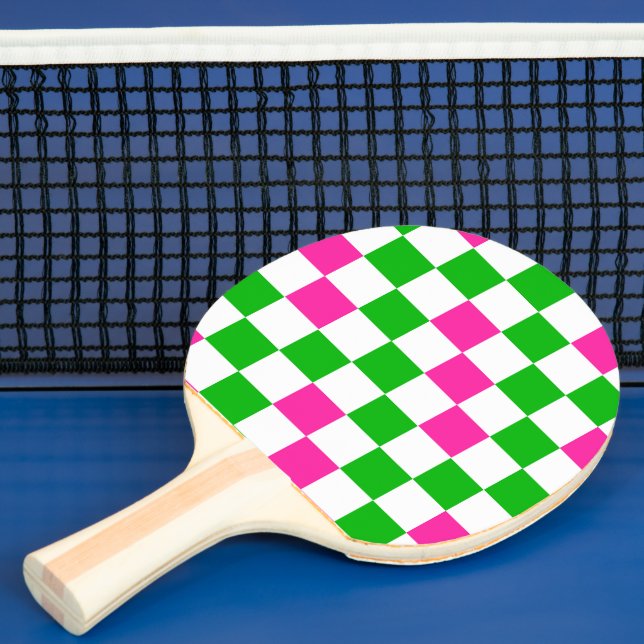 Rosa Vit Grön Rutig Design  Pingisracket (Insitu)