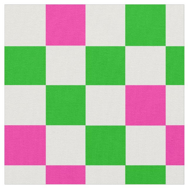 Rosa Vit Grön Rutig Design  Tyg (Närbild)
