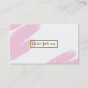 Rosa Vit & Guld Modern Minimal Rosa Pensel Visitkort