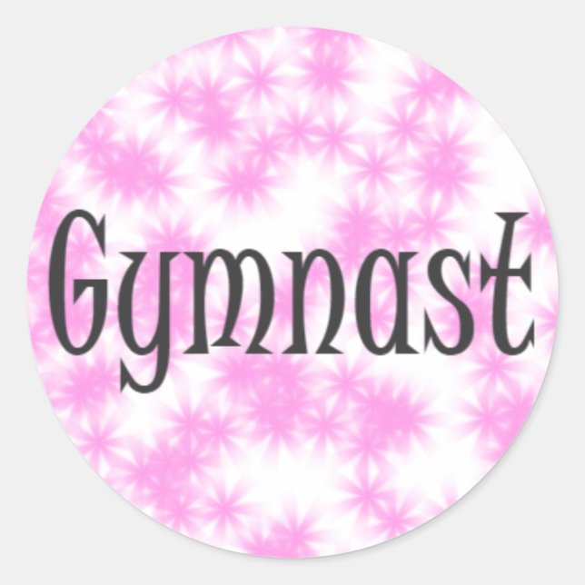 Rosa/Vit gymnast-symbol Runt Klistermärke (Framsida)