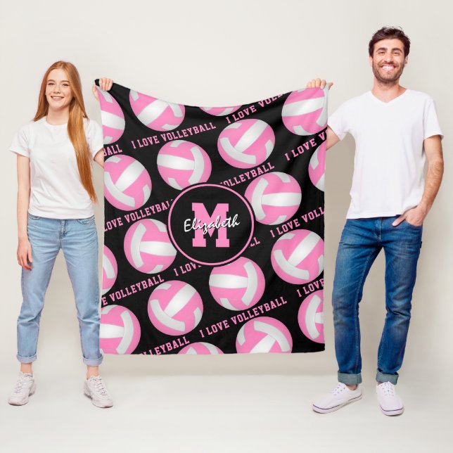 rosa vit henne i kärlek volleyball sportrum fleecefilt (På plats)