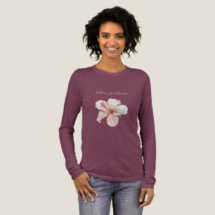 Rosa vit hibiskusblomma t shirt