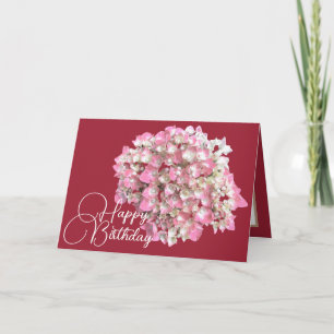 Rosa/Vit Hydrangea bakgrund Grattis på födelsedag Kort