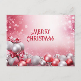 Rosa Vit jul-vykort Bollar jul Vykort