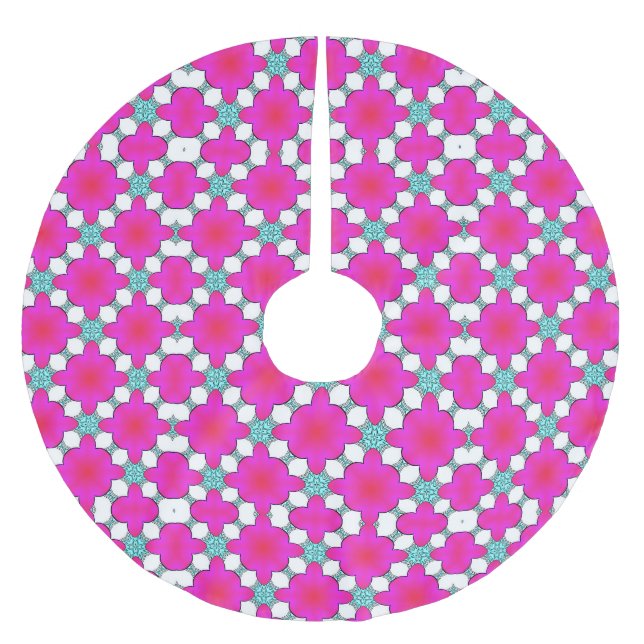 Rosa & Vit Julgransmatta Borstad Polyester (Framsidan)