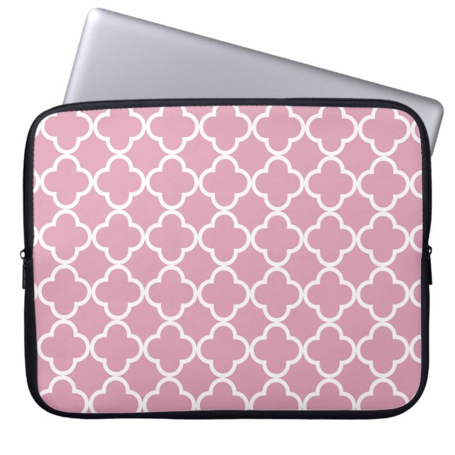 Rosa vit katrefolie laptop fodral (Framsidan)