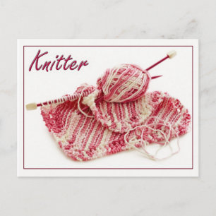 Rosa/Vit Knitting stilllivsfotografi Vykort
