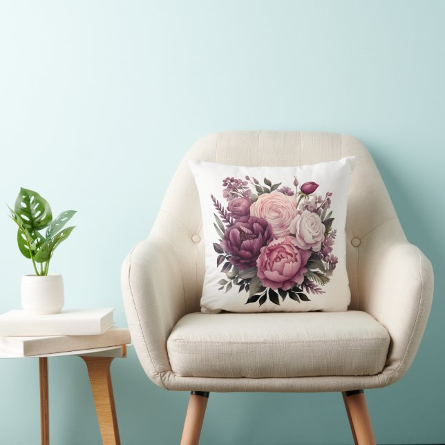 Rosa Vit Lila Ros Pionbuskar Blommig Blomma  Kudde (Stol)