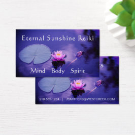 Rosa & vit Lotus Flower på pulverlagning Visitkort