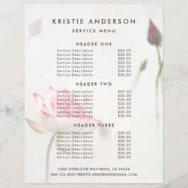 ©Rosa Vit Lotusblomma Tjänst och prislista Reklamblad