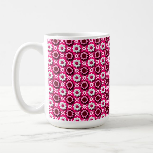 🌸Rosa vit lotusblommig mönster modern dekoration✨ Kaffemugg (Vänster)
