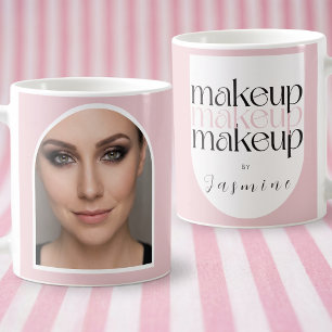Rosa vit Makeup Artist Söt Foto Kaffemugg
