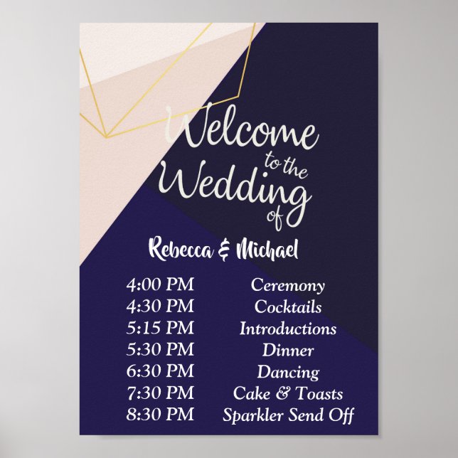 Rosa, vit marin blå marin och guld, ordning för hä poster (Framsidan)