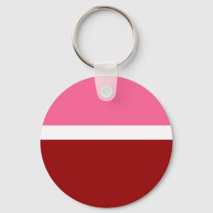 Rosa Vit Maroon Röd Färgbalksdesign Nyckelring