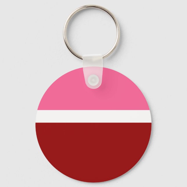 Rosa Vit Maroon Röd Färgbalksdesign  Nyckelring (Framsida)