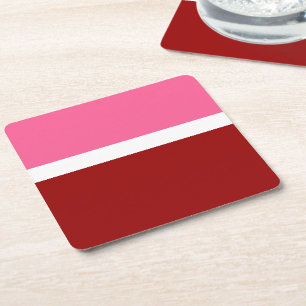 Rosa Vit Maroon Röd Färgblock Underlägg Papper Kvadrat