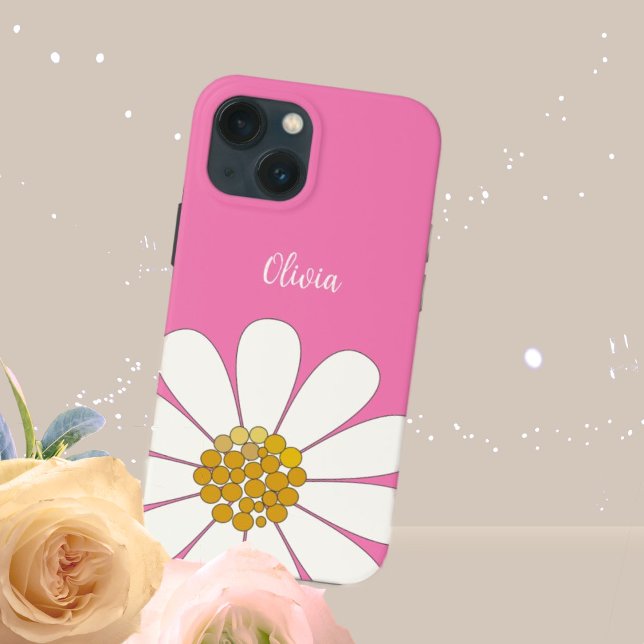 Rosa Vit Modern Daisybukett Personligt Namn   (Skapare uppladdad)