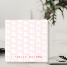  Rosa - Vit modern monogram - första Brev Post-it Block