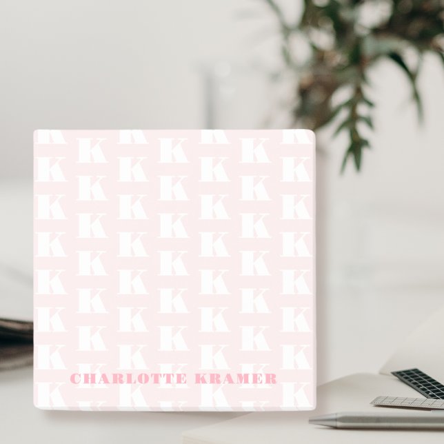  Rosa - Vit modern monogram - första Brev Post-it Block (Skapare uppladdad)