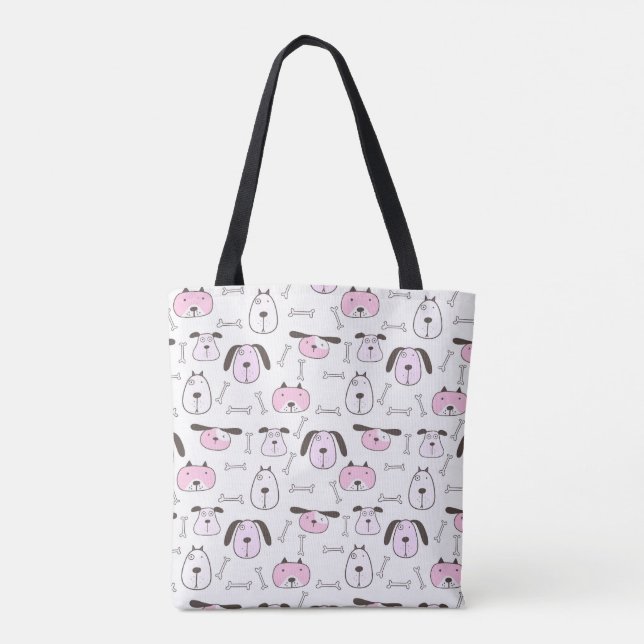 Rosa & vit Mönster Tote Bag - Cute Tygkasse (Baksida)